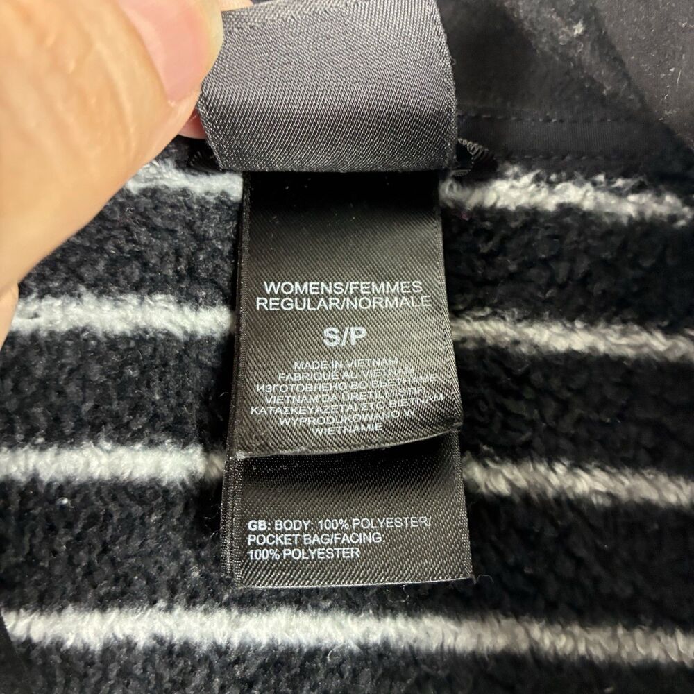 The North Face Womens Striped Fuzzy Fleece Black Full-Zip Jacket Sz S * PILLING - Picture 10 of 11